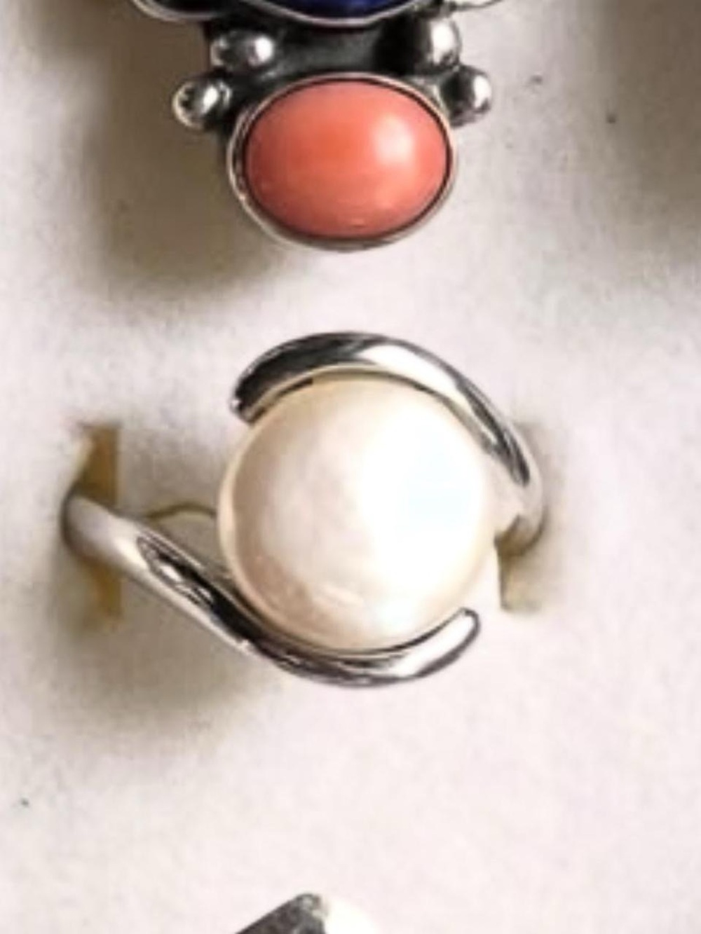 Size 7.25 sterling silver pearl ring